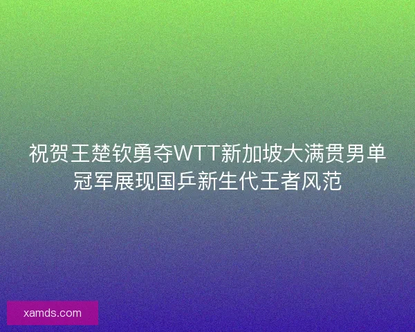 祝贺王楚钦勇夺WTT新加坡大满贯男单冠军展现国乒新生代王者风范